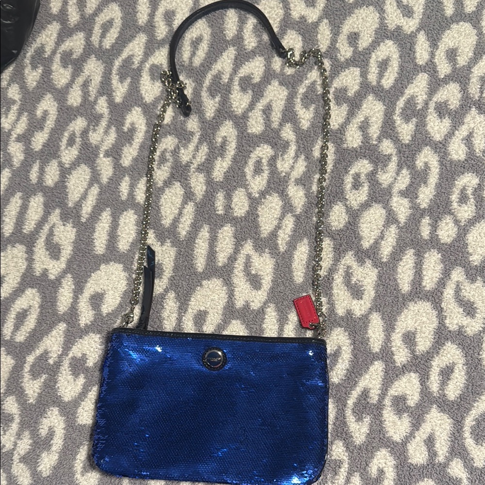 Coach blue Sequin Chain Shoulder Bag